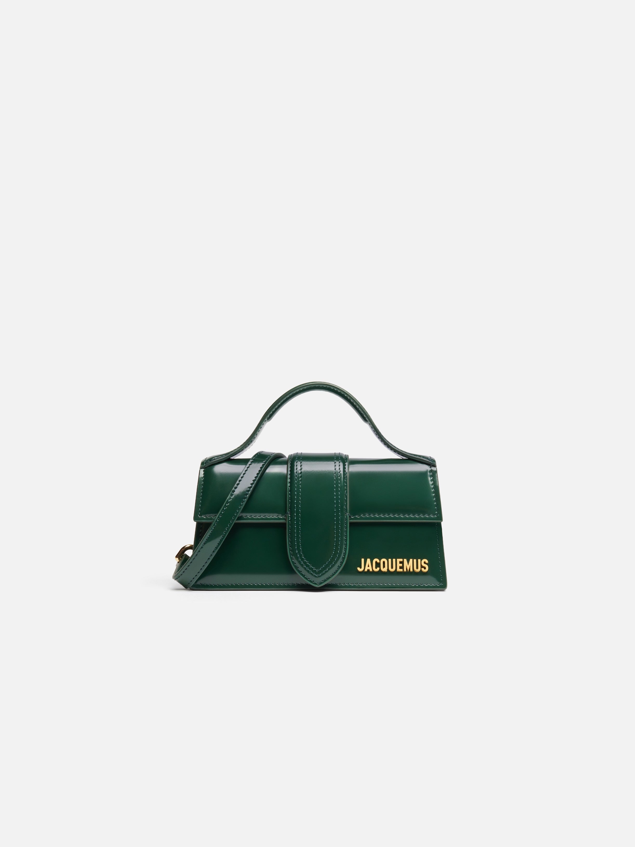 Jacquemus The Bambino Glazed Leather Structured Bag Dark Green