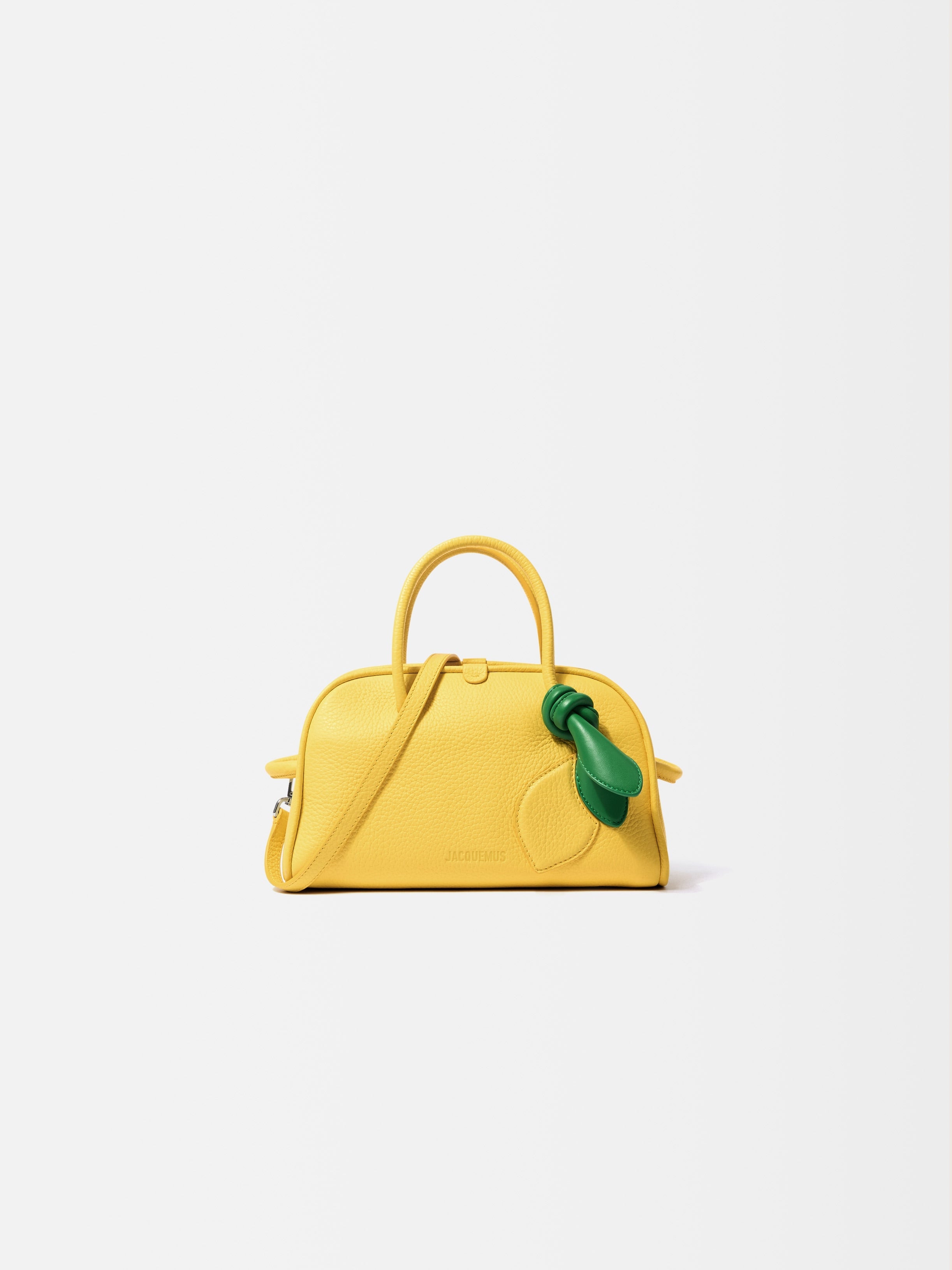 Jacquemus The Small Turismo Bowling Bag In Green Lambskin And Lemon-Shaped Leather Patchwork Yellow/Yellow Lemon