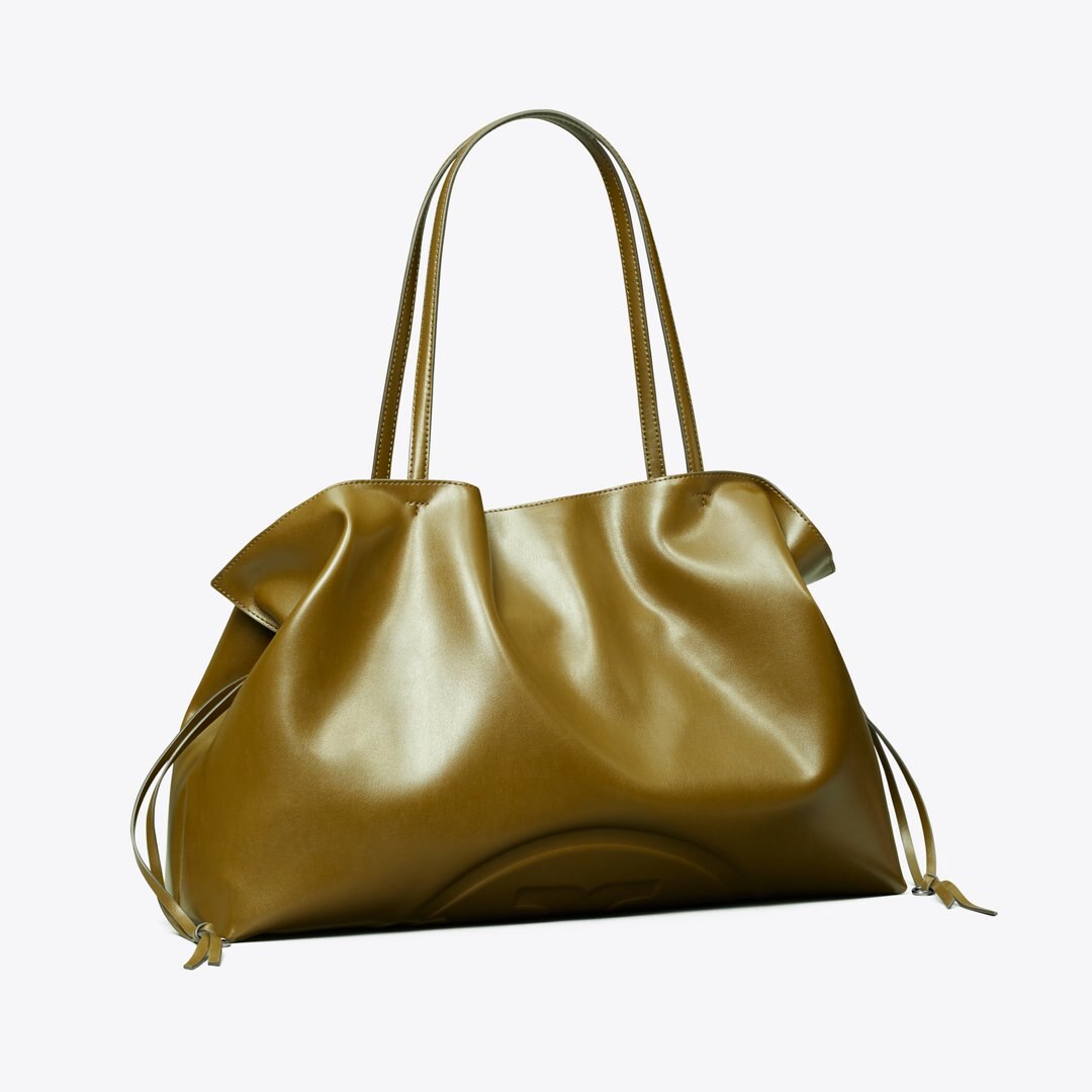 Tory Burch Ella natuura Drawstring Tote Dark Olive