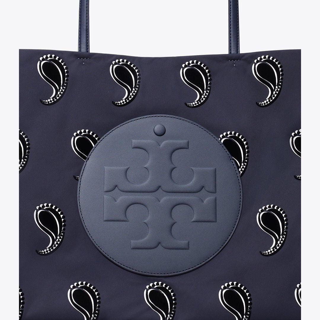 Tory Burch Ella Printed Tote Medium Navy Pajama Print