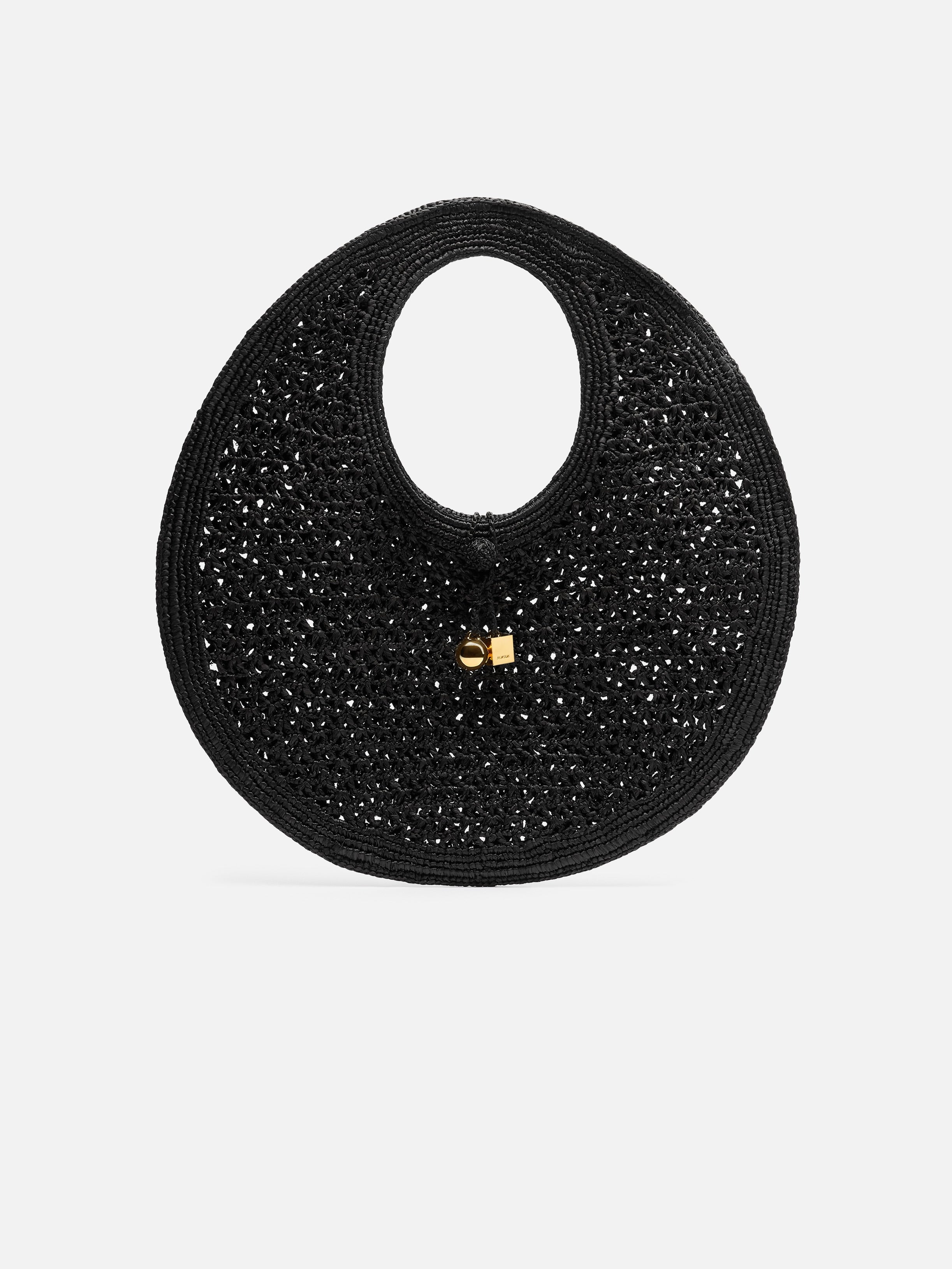 Jacquemus The Spiaggia Round Bag Raffia Circle Bag Black