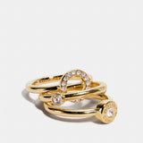 Coach Open Circle Halo Ring Set Gold