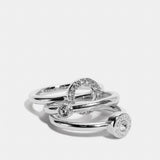Coach Open Circle Halo Ring Set Silver
