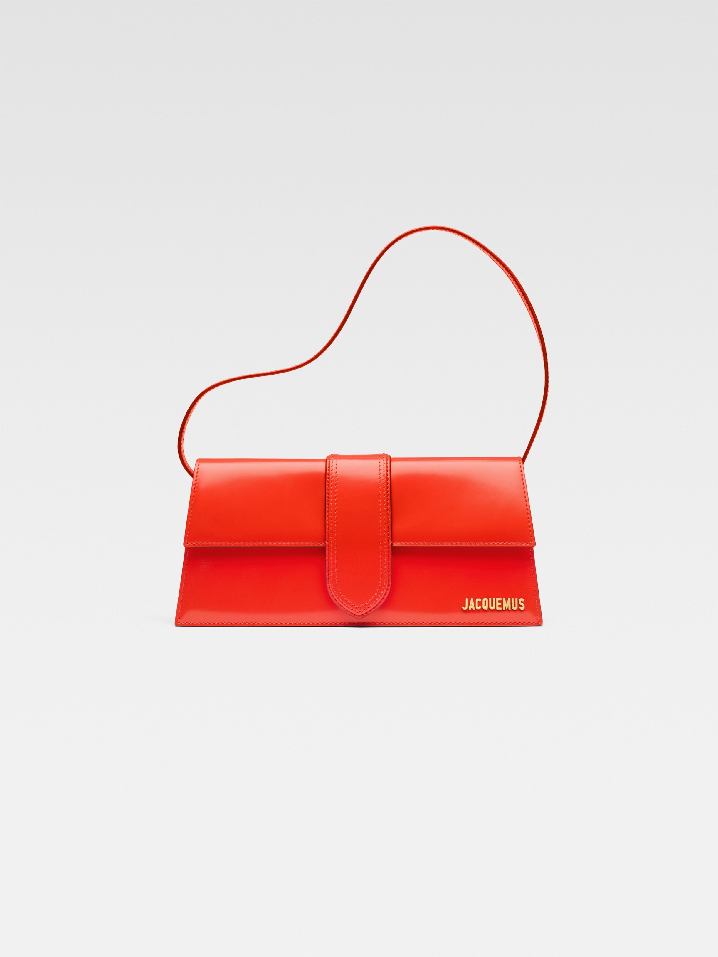 Jacquemus The Long Bambino Smooth Leather Structured Shoulder Bag Orange