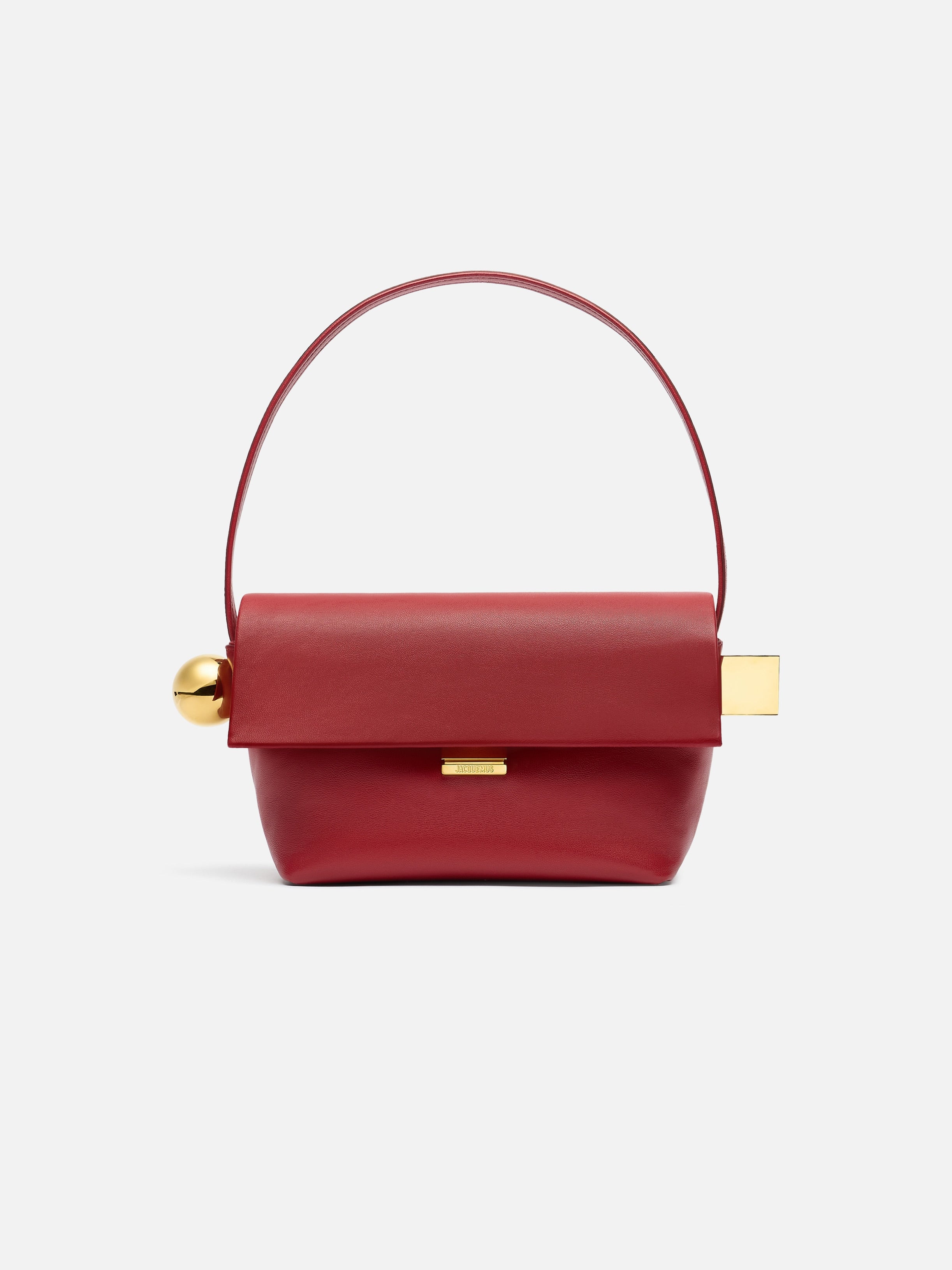 Jacquemus The Rond CarreFolded Shoulder Bag Dark Red