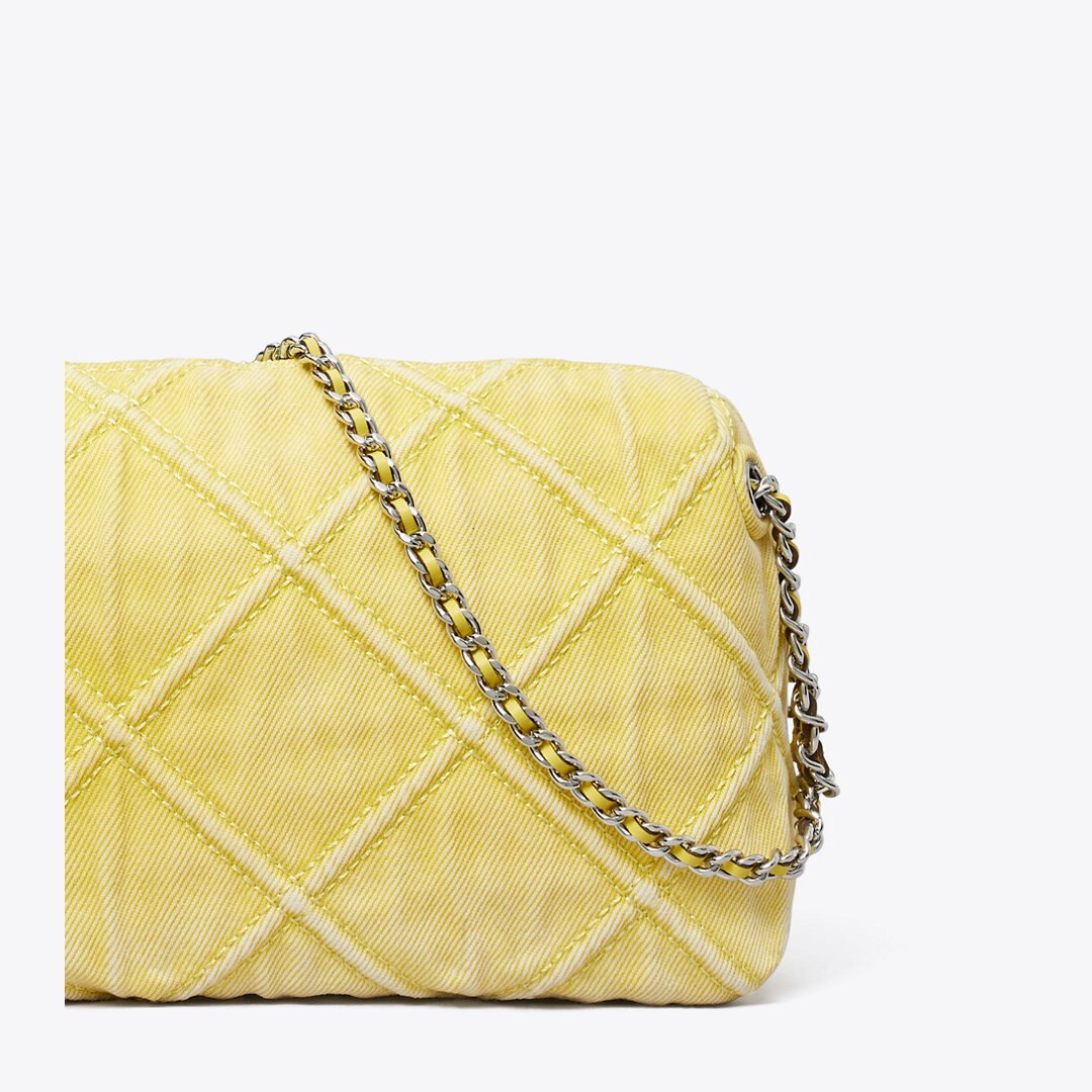 Tory Burch Fleming Denim Soft Crossbody Bag Yellow
