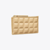 Tory Burch Fleming Patent Square Quilt Zip Card Case Vanilla Soft Serve