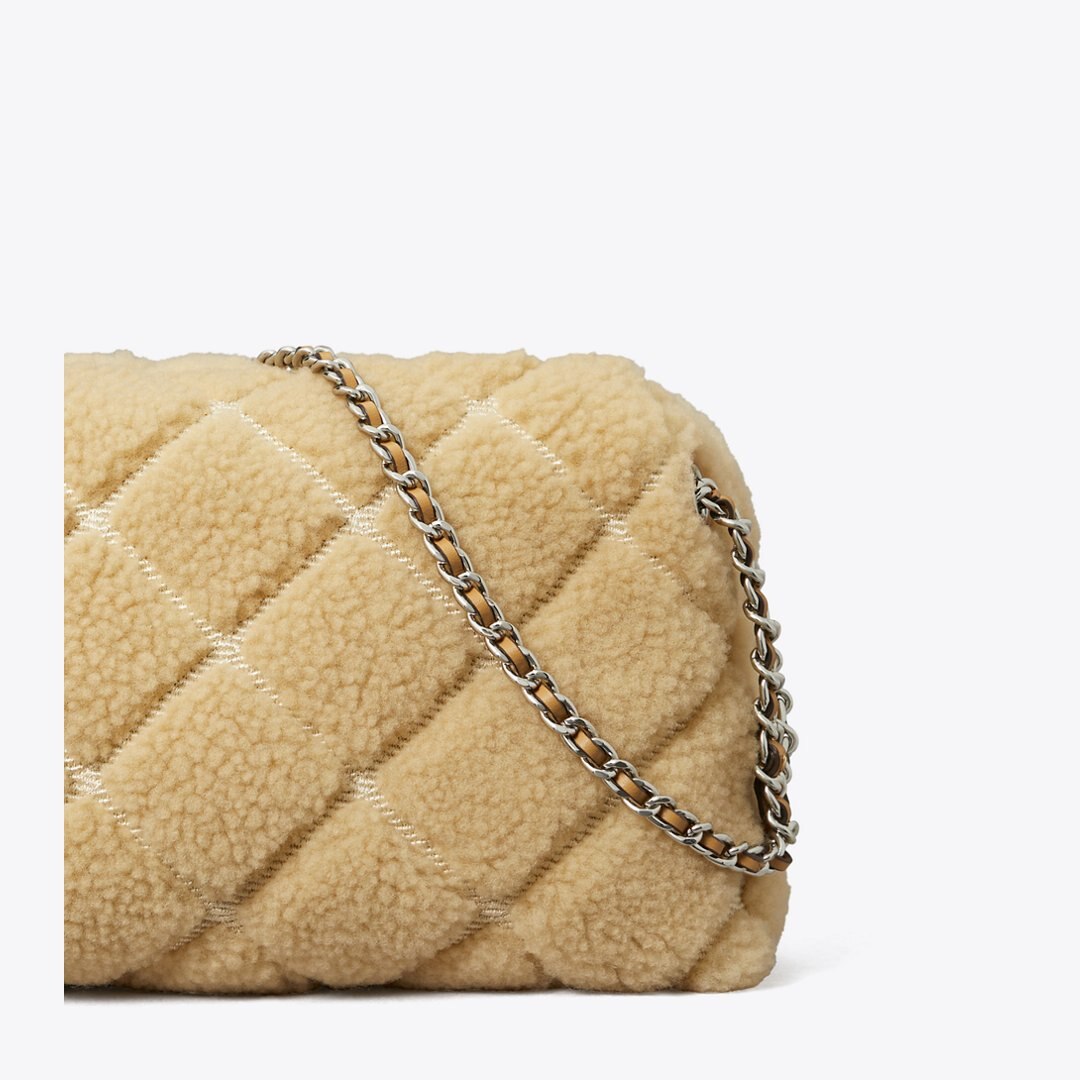 Tory Burch Fleming Soft Shearling Crossbody Bag Ivory