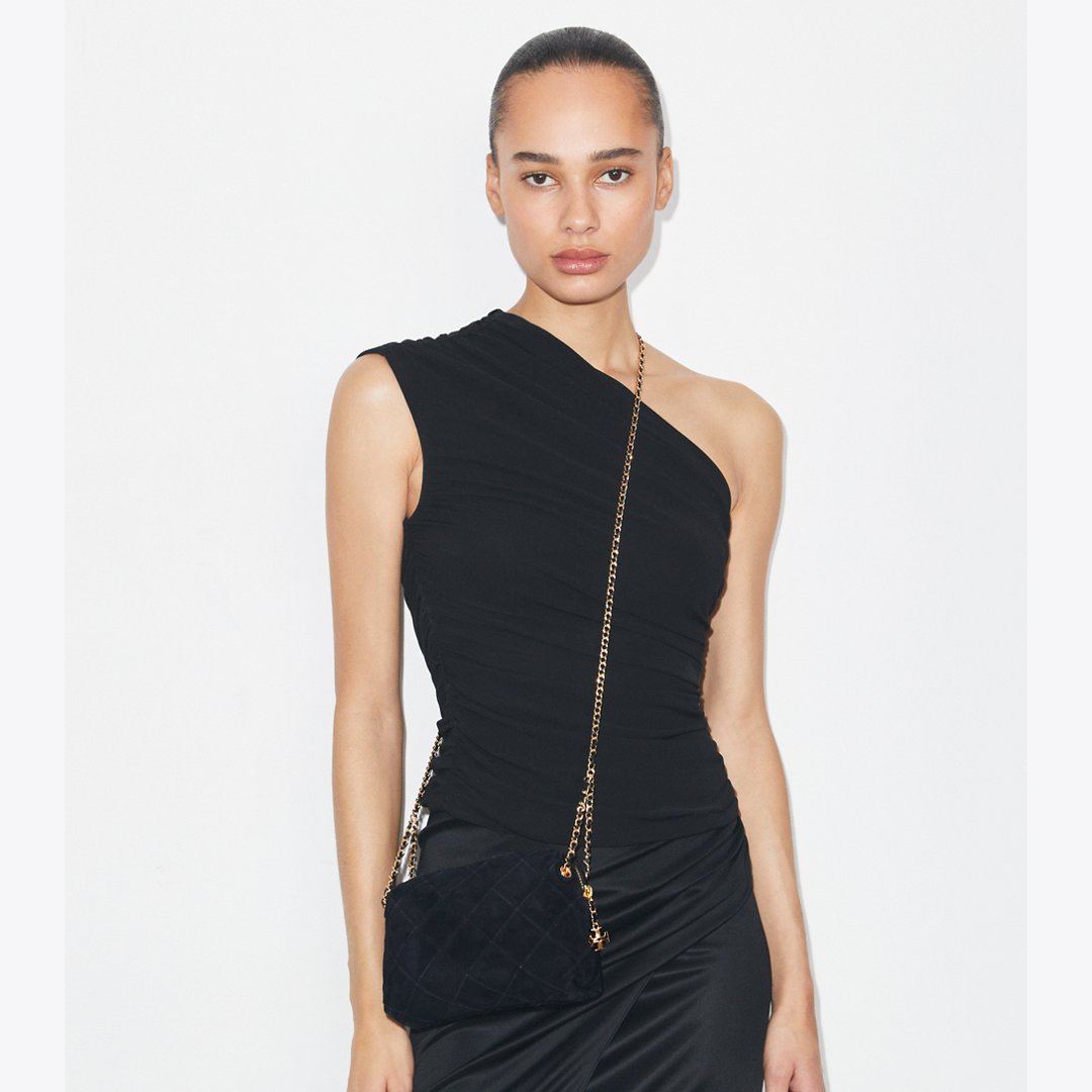 Tory Burch Fleming Soft Suede Crossbody Bag Black