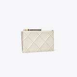 Tory Burch Fleming Zip Card Case Light Cream