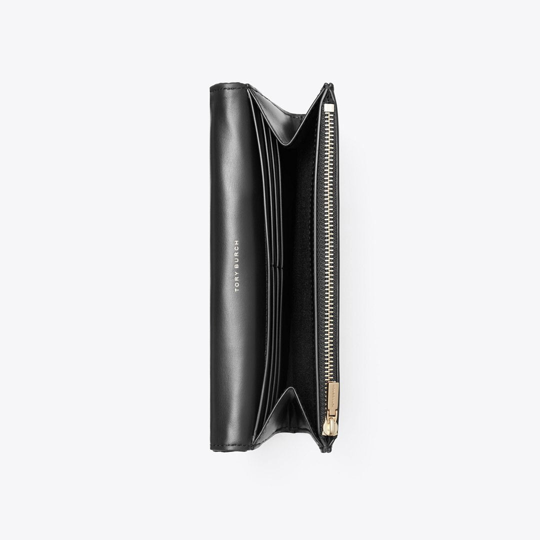 Tory Burch Kira Diamond Quilt Flap Wallet Black