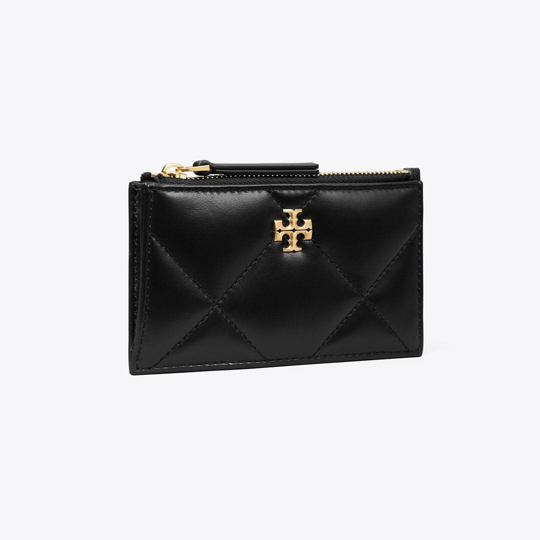 Tory Burch Kira Diamond Quilt Zip Card Case Black