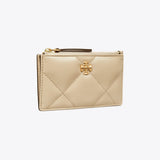 Tory Burch Kira Diamond Quilt Zip Card Case Light Stone