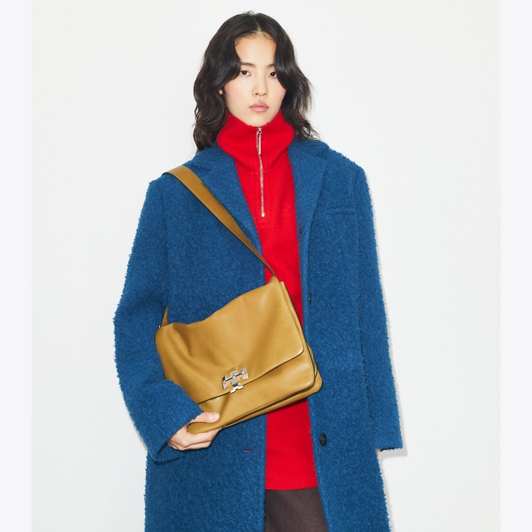 Tory Burch Large Charlie Shoulder Bag WREN BROWN