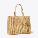 Tory Burch Large Ella Hand-Crocheted Popcorn Tote Natural