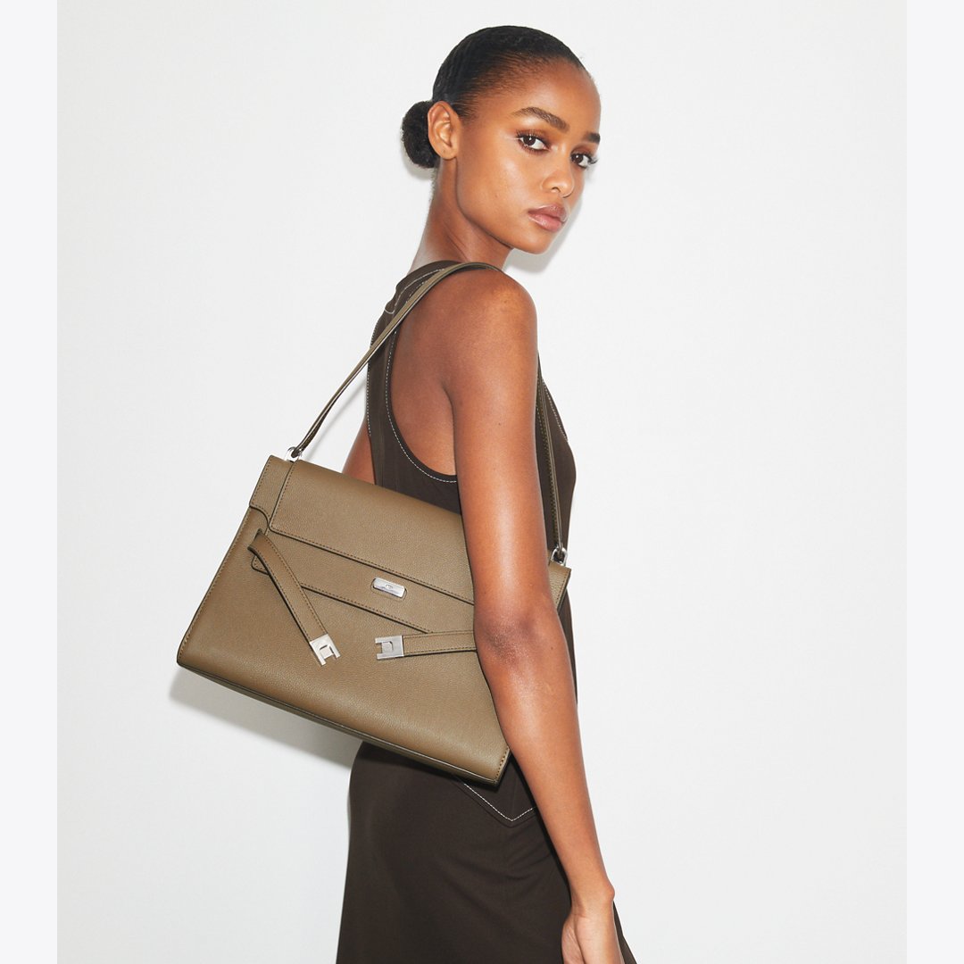 Tory Burch Large Lee Radziwill Shoulder Bag Wild Mushroom