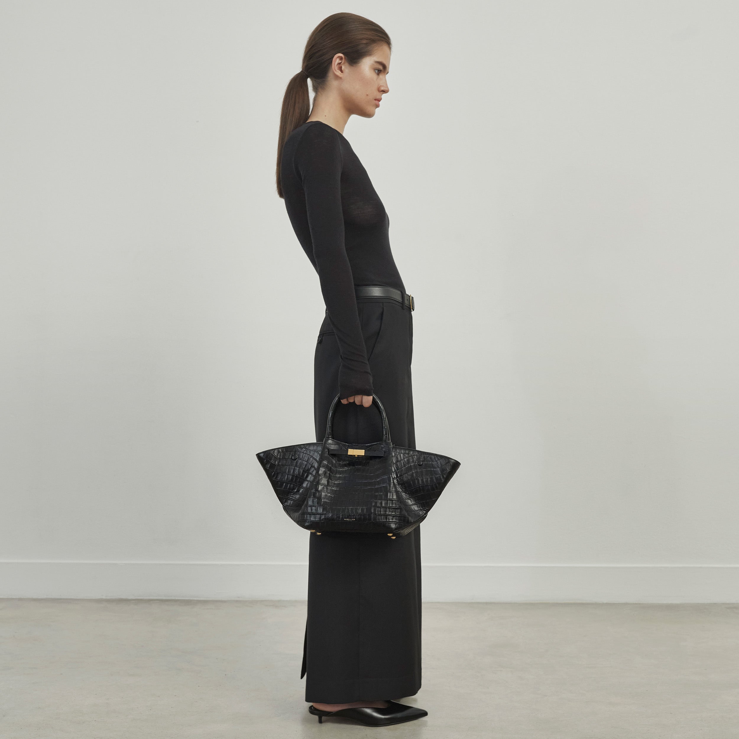 DeMellier The Midi New York black croc-effect