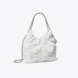 Tory Burch Mini Fleming Sequin Hobo Bag White