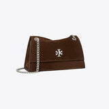 Tory Burch Mini Kira Turnlock Suede Shoulder Bag Dark Cocoa