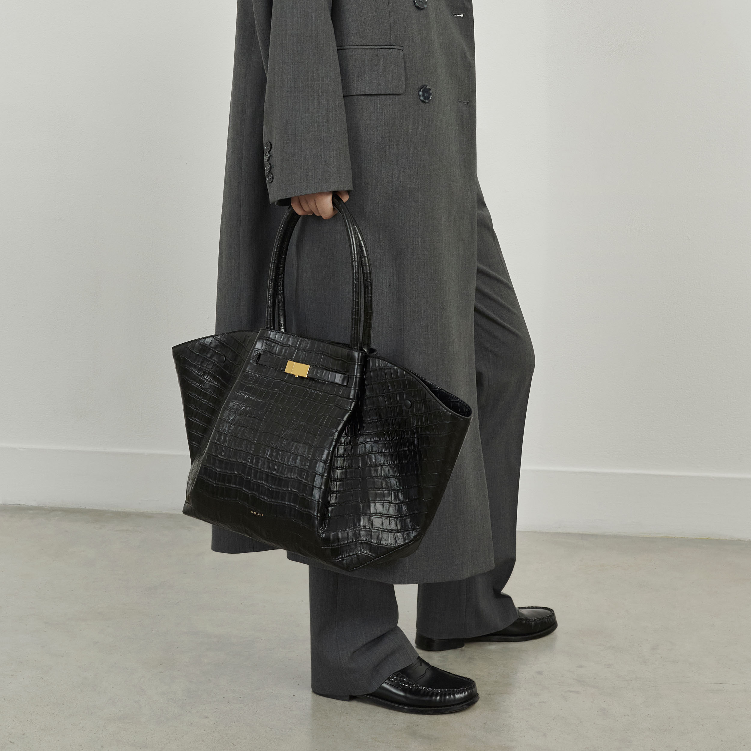 DeMellier The New York black croc-effect