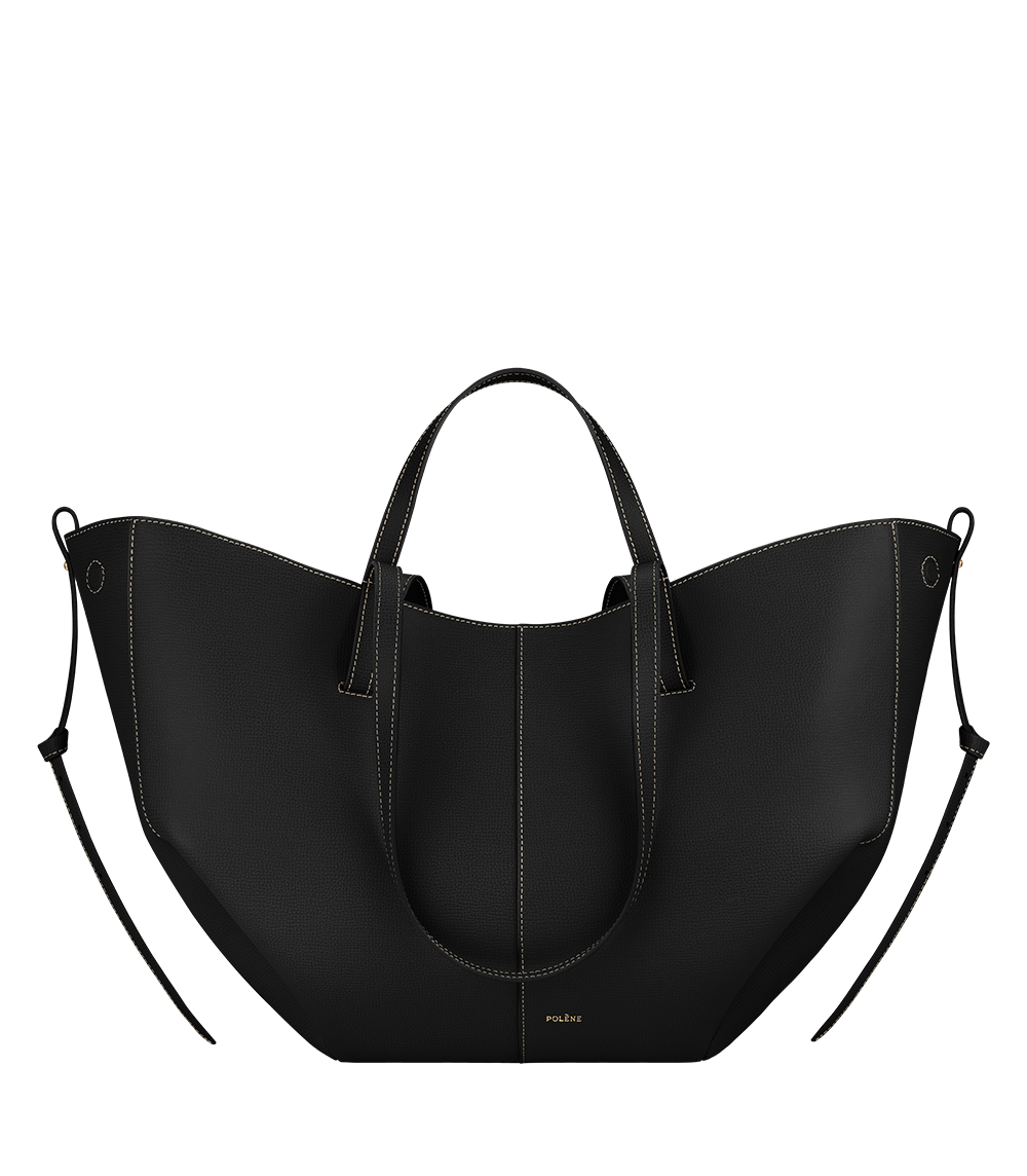 Polene Cyme Textured Black with Ecru Stitching