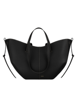 Polene Cyme Textured Black with Ecru Stitching