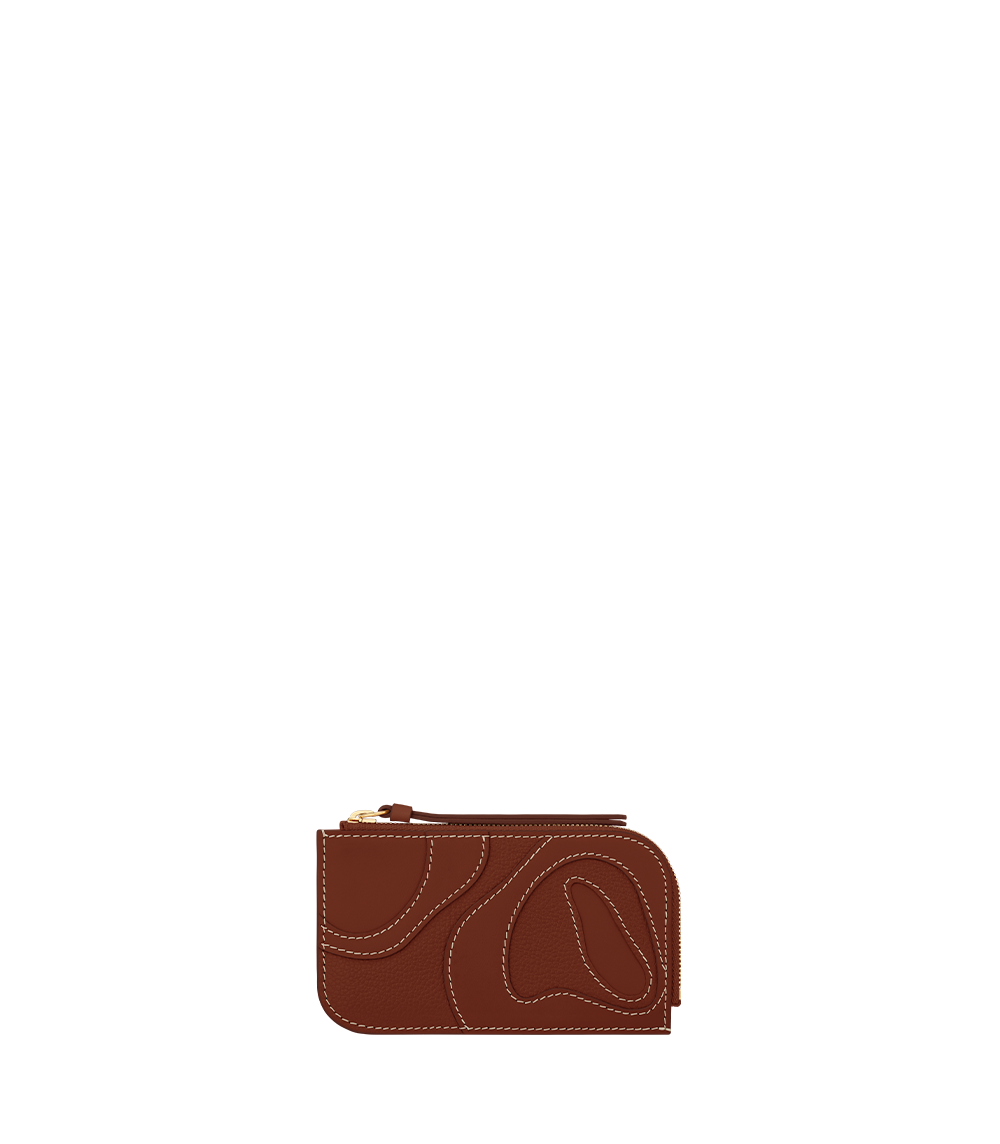 Polene Atla Card Holder - Duo Cognac
