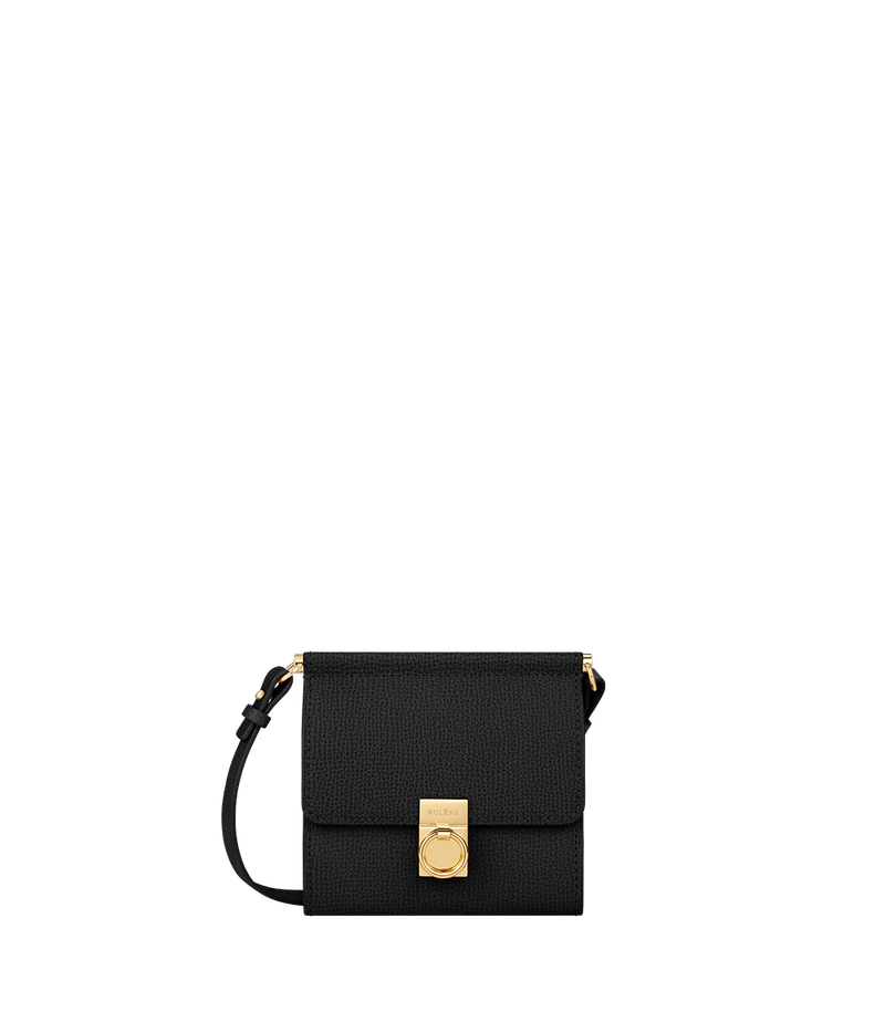 Polene Numero Sept Crossbody Wallet Textured Black