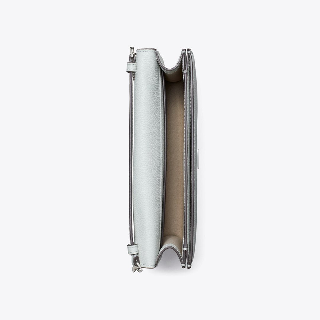 Tory Burch Pebble Envelope Chain Wallet Light Titanium