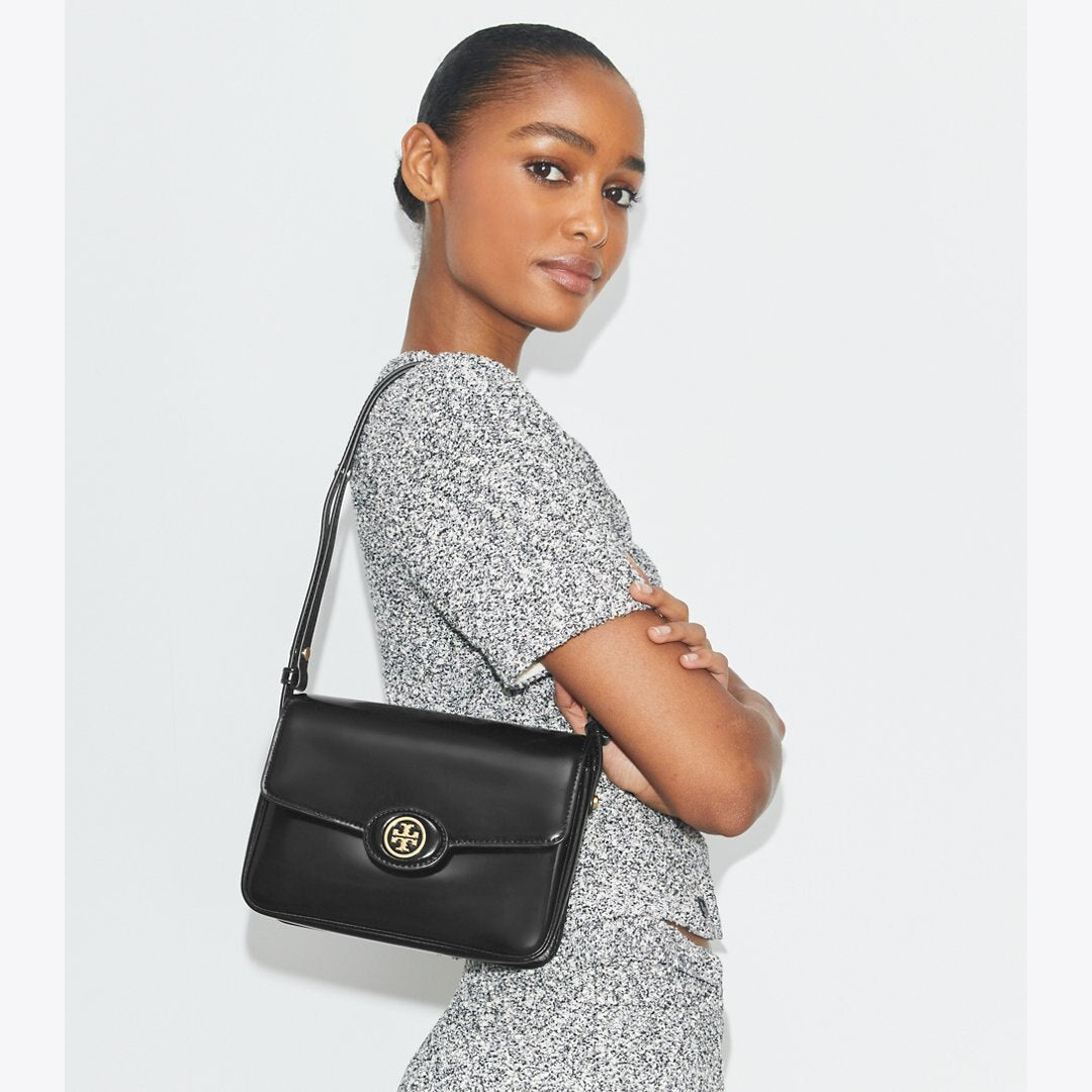 Tory Burch Robinson Spazzolato Shoulder Bag SHEA BUTTER