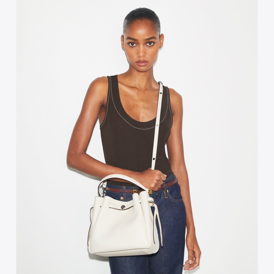 Tory Burch Romy Bucket Bag Light Cream