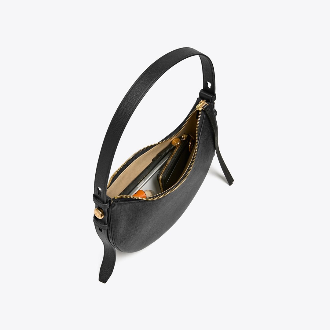 Tory Burch Romy Half Moon Bag Black