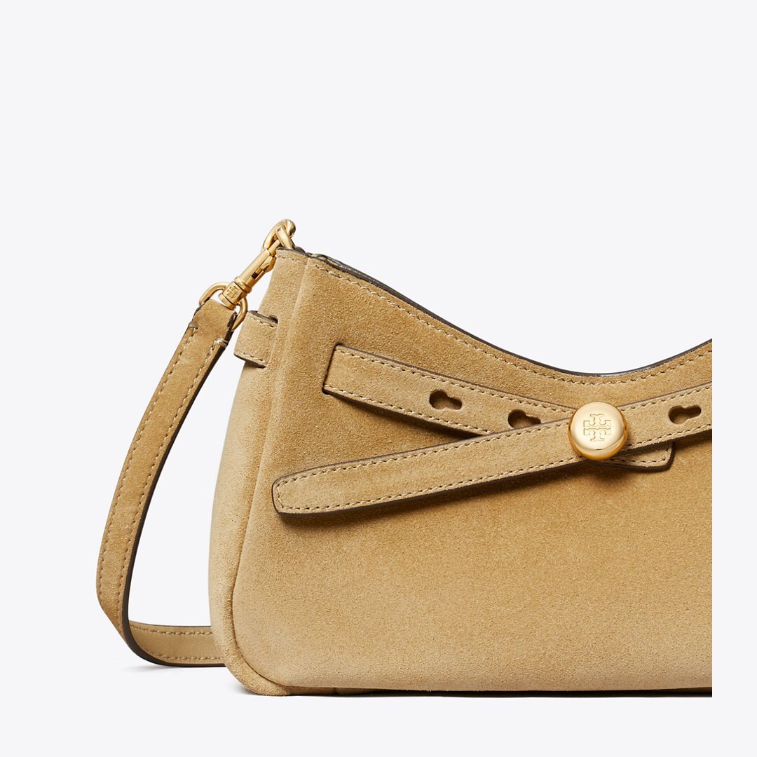 Tory Burch Romy Suede Zip Top Crossbody Bag Butter