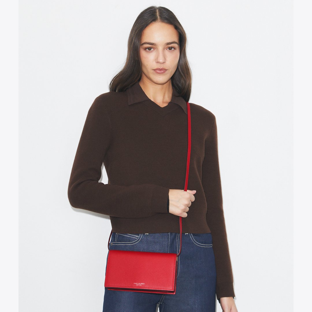 Tory Burch Romy Wallet Crossbody Tory Red