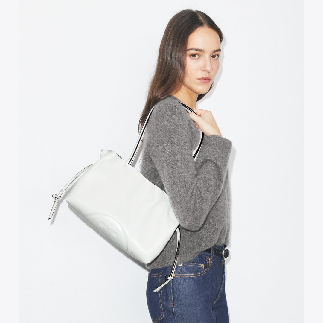 Tory Burch Small Ella natuura Drawstring Tote Bianco