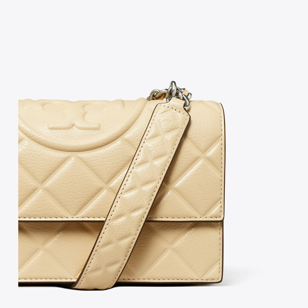 Tory Burch Small Fleming Shoulder Bag Vanilla Soft Serve