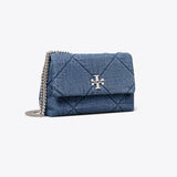 Tory Burch Small Kira Diamond Quilt Denim Shoulder Bag Blue