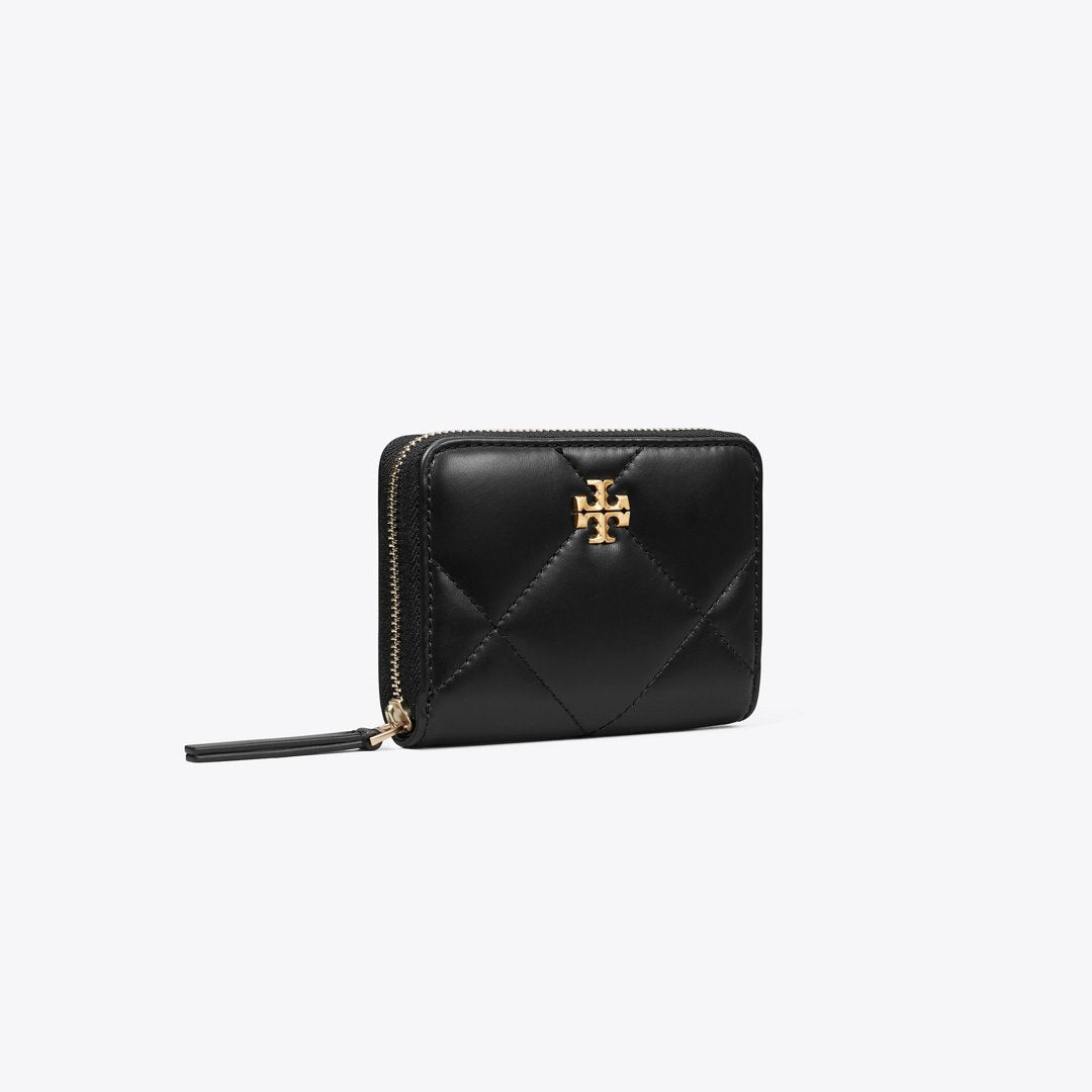 Tory Burch Small Kira Diamond Quilt Zip-Around Wallet Black