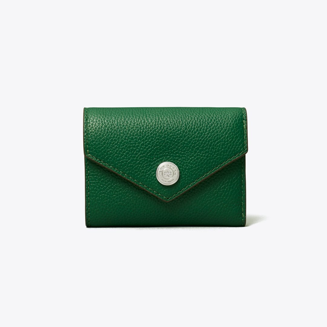 Tory Burch Small Pebble Envelope Wallet Dark Kale