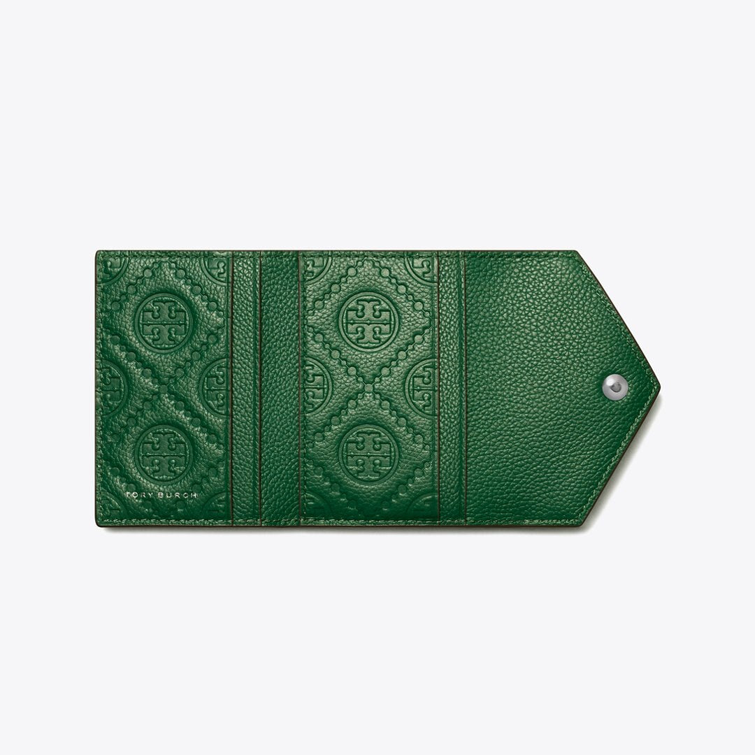 Tory Burch Small Pebble Envelope Wallet Dark Kale