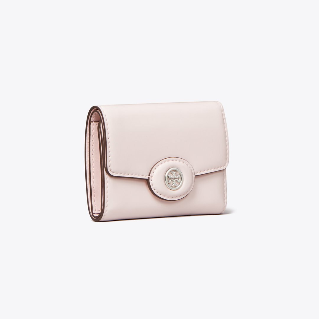 Tory Burch Small Robinson Spazzolato Wallet Powder Pink
