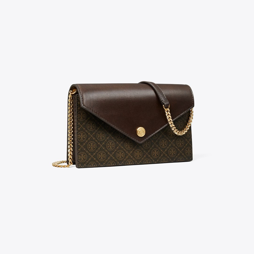 Tory Burch T Monogram Coated Canvas Envelope Crossbody French Press