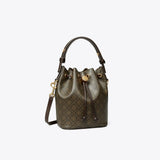 Tory Burch T Monogram Coated Canvas Mini Bucket Bag French Press