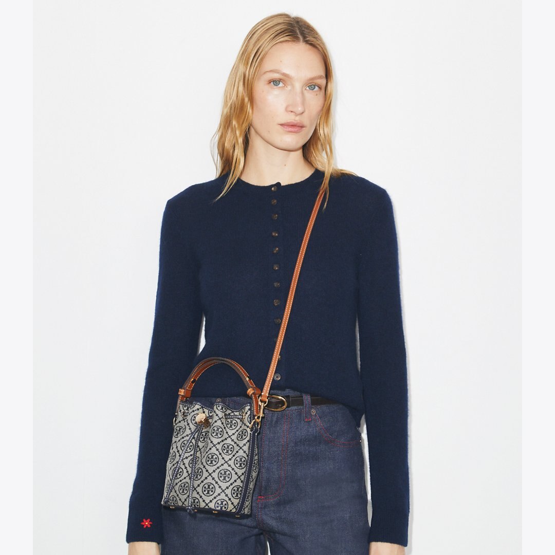 Tory Burch T Monogram Mini Bucket Bag Tory Navy