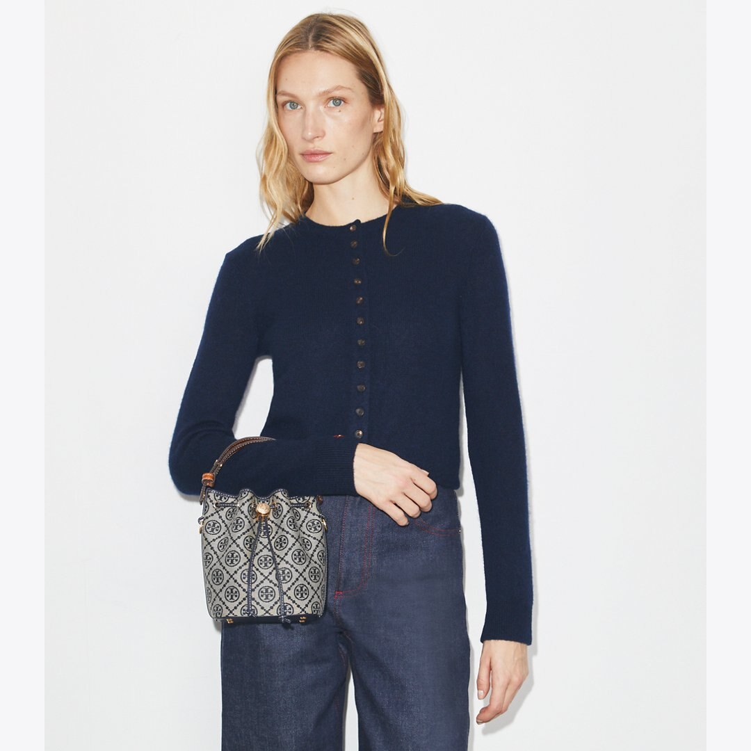 Tory Burch T Monogram Mini Bucket Bag Tory Navy