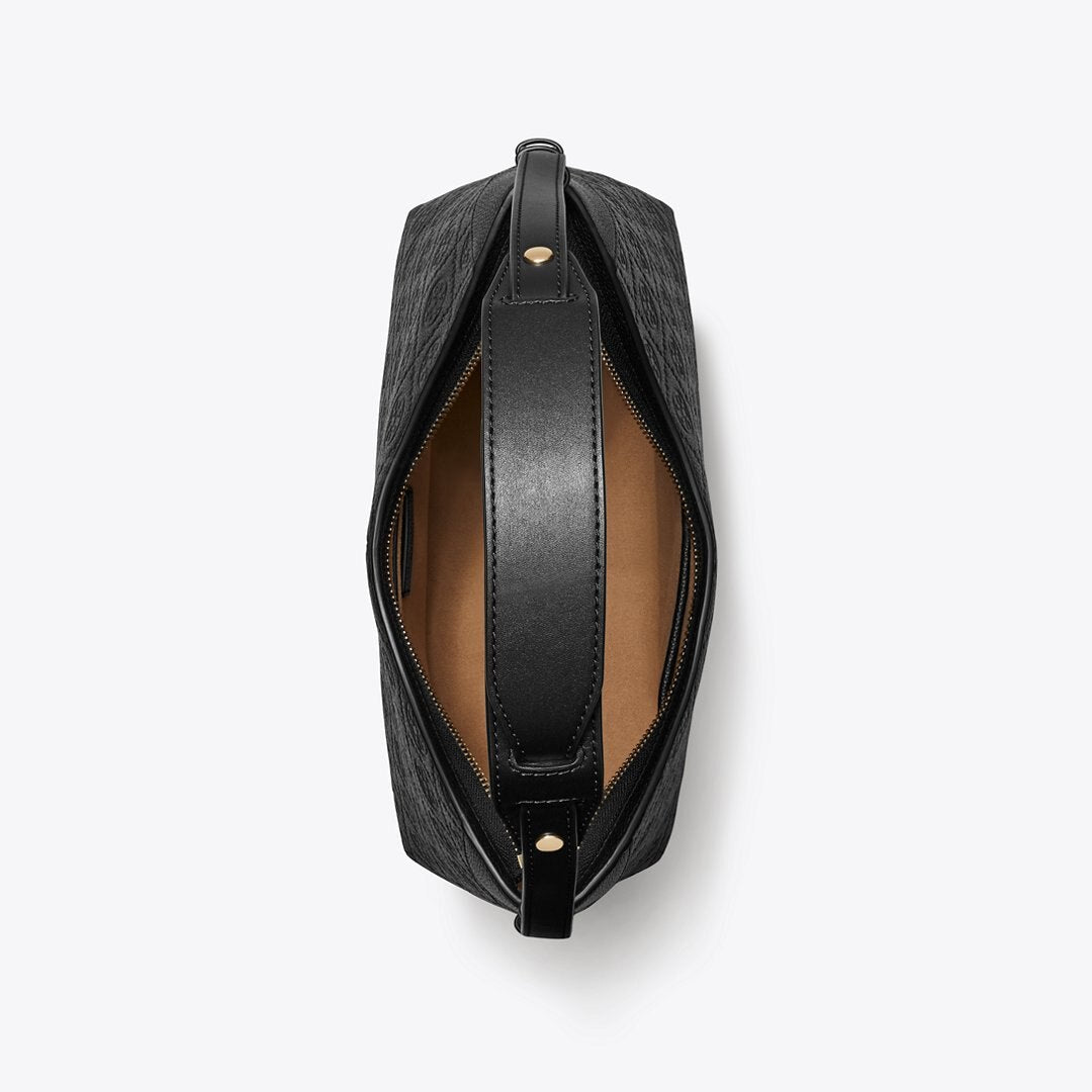 Tory Burch T Monogram Pebbled Messenger Bag Black