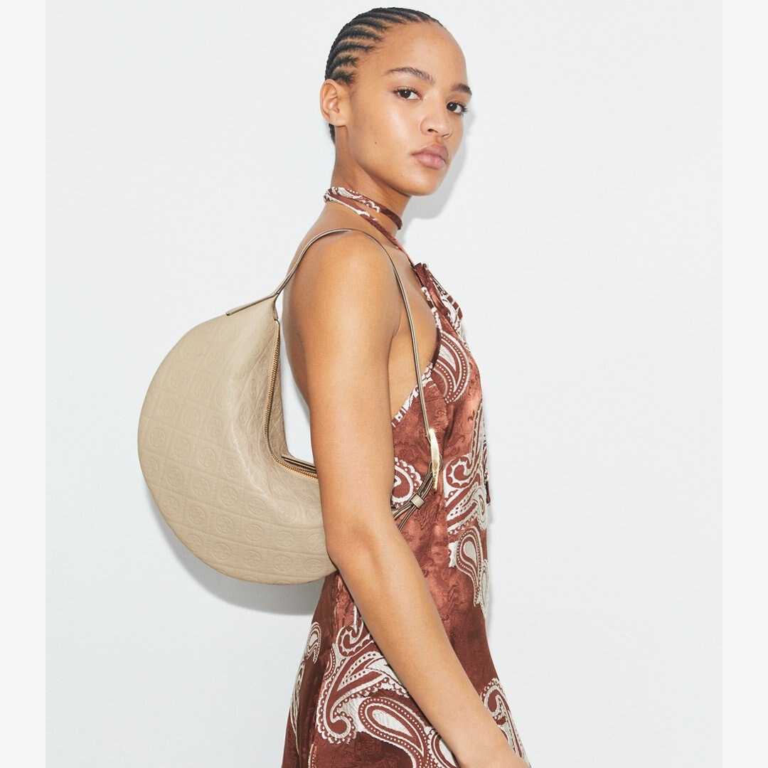 Tory Burch T Monogram Pebbled Small Balloon Bag Fresh Clay