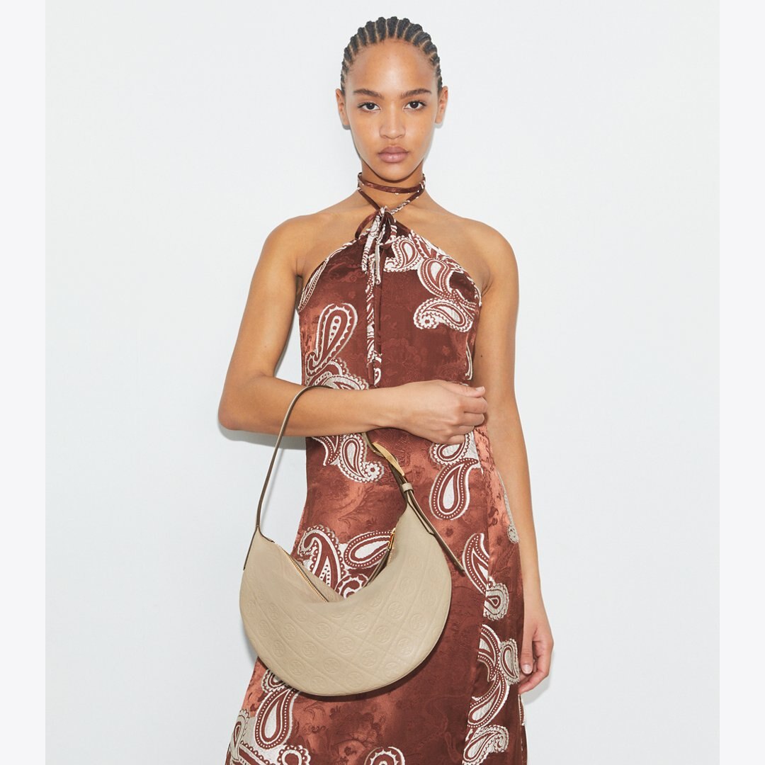 Tory Burch T Monogram Pebbled Small Balloon Bag Fresh Clay