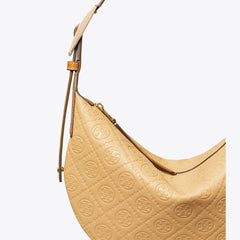 Tory Burch T Monogram Pebbled Small Balloon Bag Biscotti