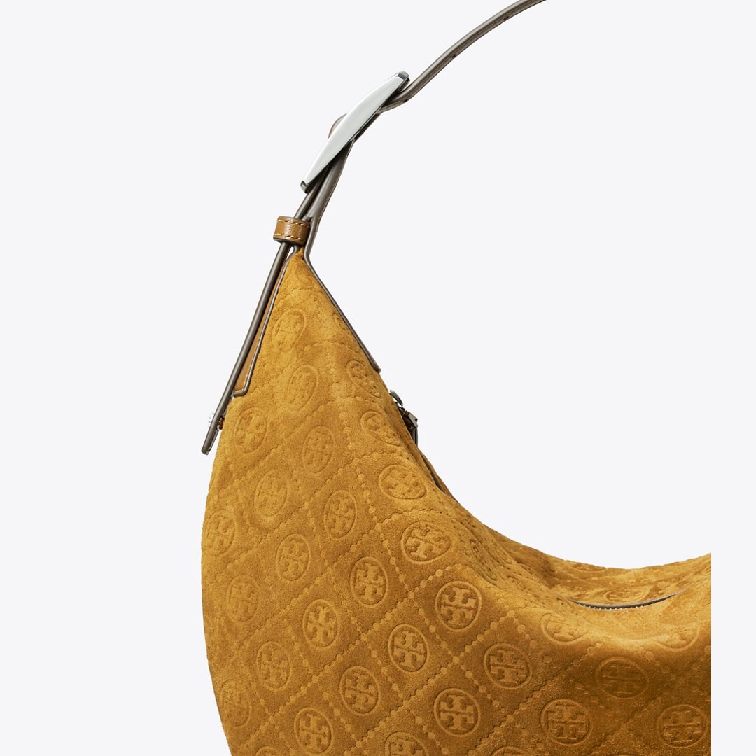 Tory Burch T Monogram Suede Balloon Bag CHICORY BROWN